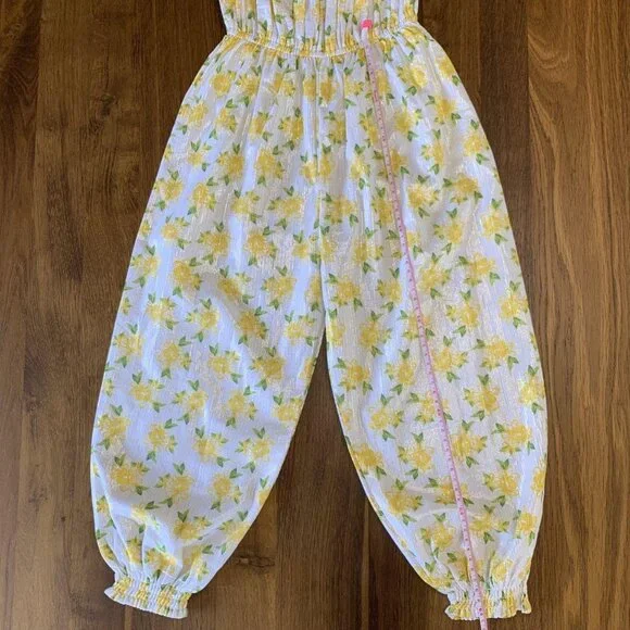 MASALA BABY Yellow Floral Retro Jumpsuit Girls 3-4 NWT Playsuit Romper Girl NEW - Picture 6 of 8